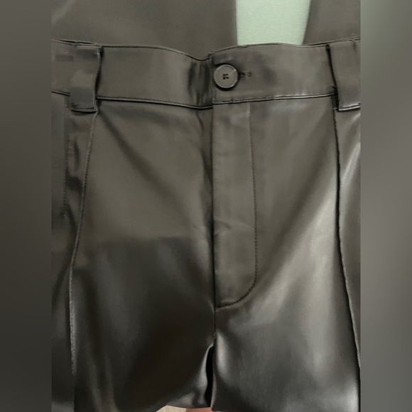 Zara Black Vegan Leather Full Length Straight Leg Pants Medium - Picture 5 of 7